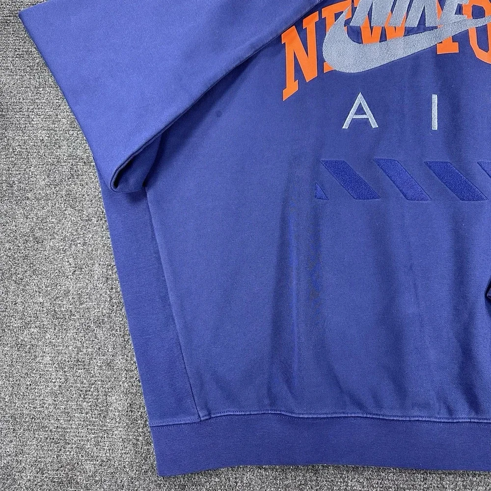 Nike Air NYC Fleece Crew Blue Orange White Men's Sz XL (HQ1101 492)